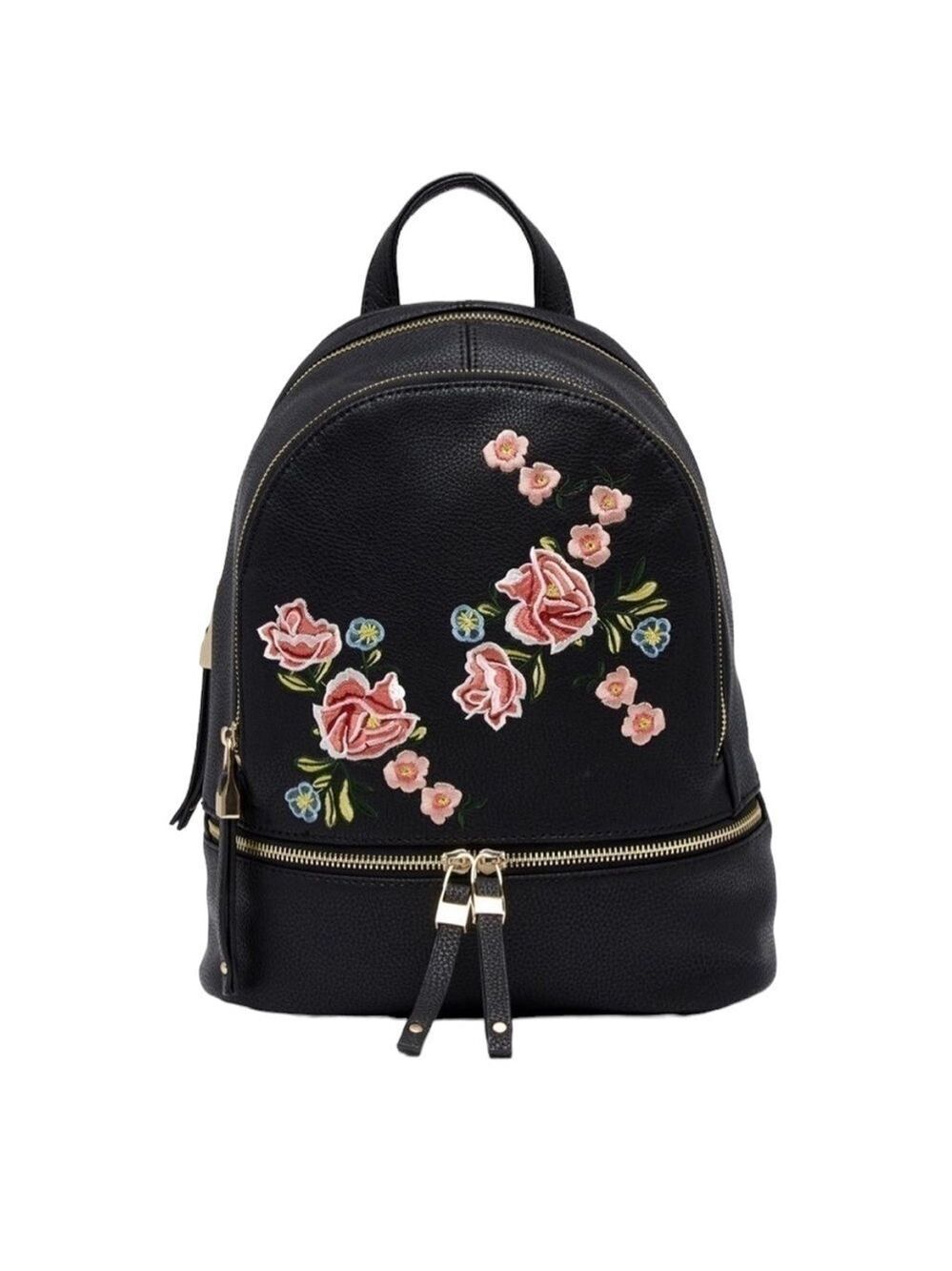 URBAN Expressions Rose Embroidered Vegan Leather Backpack